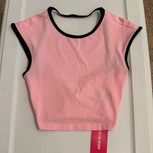SHEIN Pink and Black Fitted Crop Top. New with Tags. Size XS.